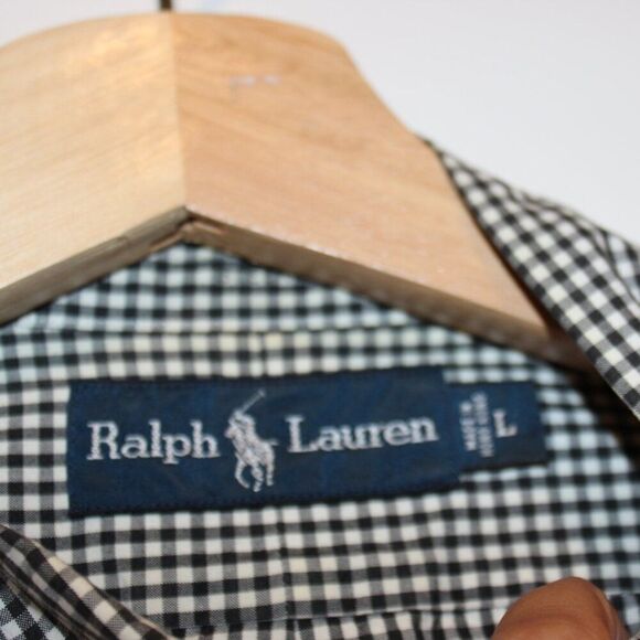 Ralph Lauren Black & White Check Front Pocket Button Down Shirts Men’s Size L - Picture 8 of 11